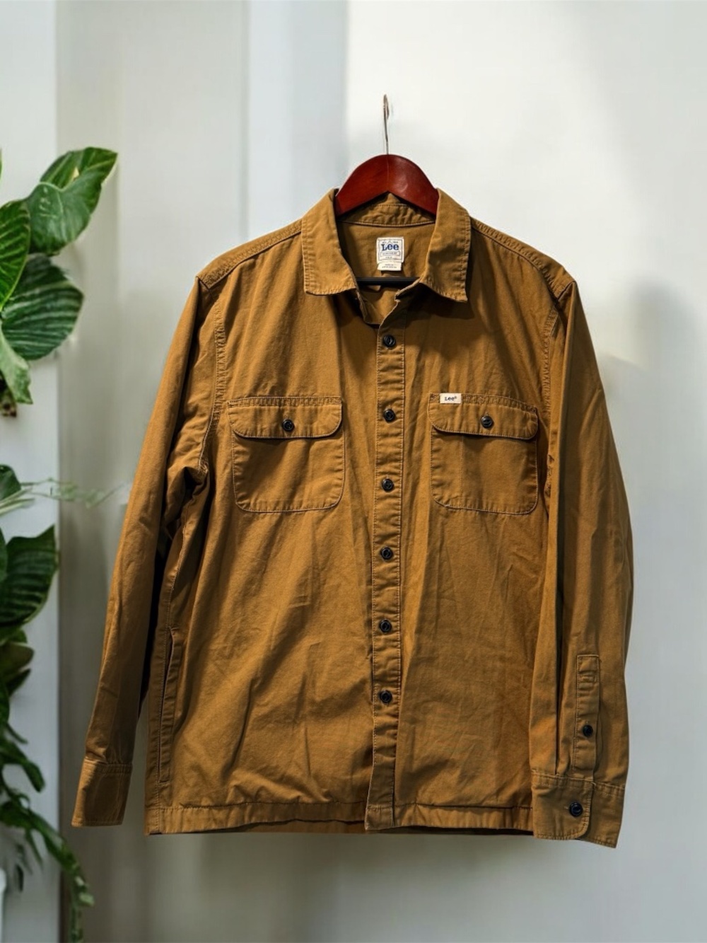 Lee Workwear Men’s Brown Button-Up Utility Shirt Jacket Size M